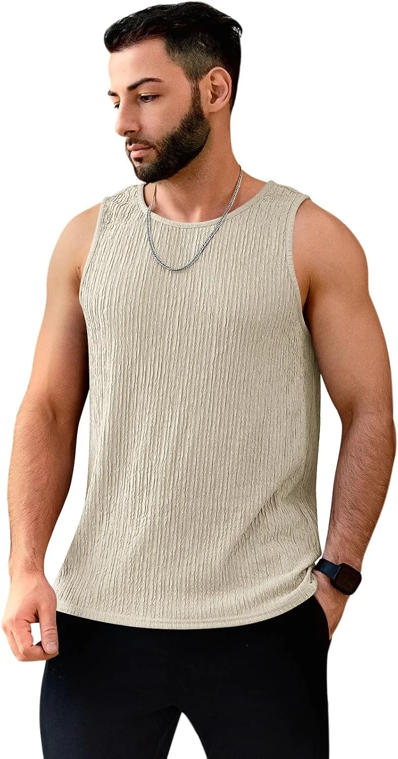 Men's Tank Tops Summer Sleeveless T Shirt Casual Ribbed Knit Muscle Basic Tee Shirts