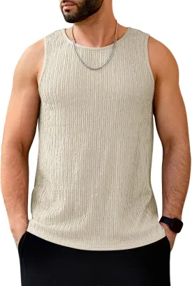Men's Tank Tops Summer Sleeveless T Shirt Casual Ribbed Knit Muscle Basic Tee Shirts