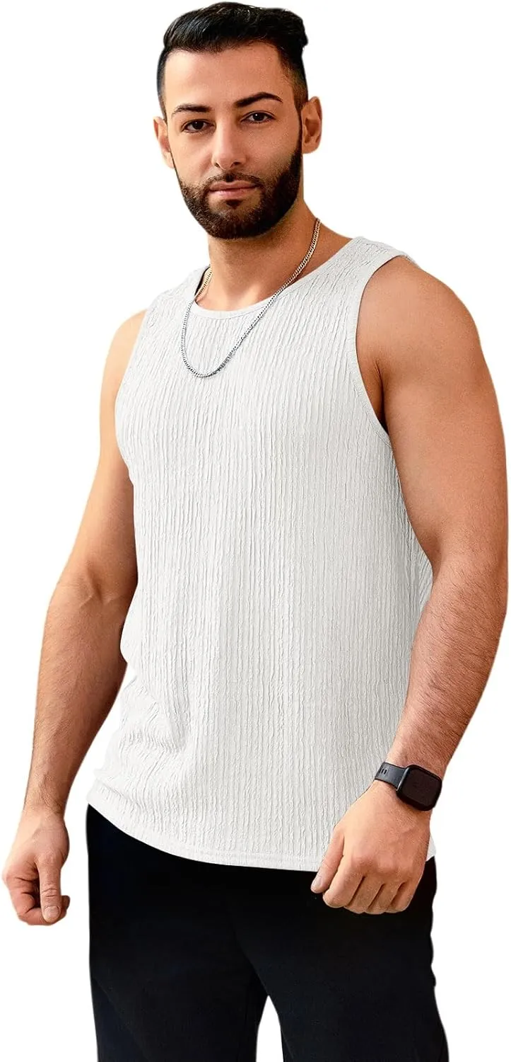 Men's Tank Tops Summer Sleeveless T Shirt Casual Ribbed Knit Muscle Basic Tee Shirts