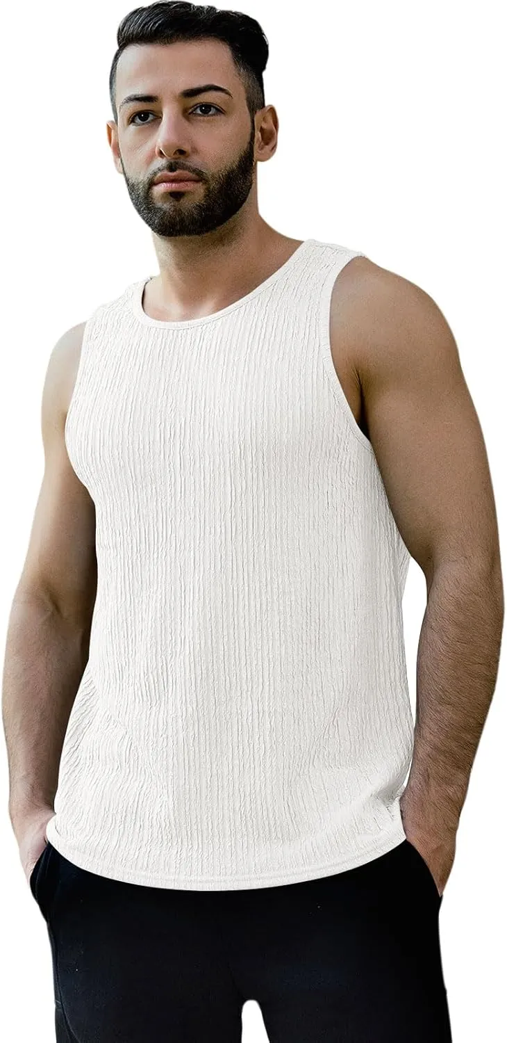 Men's Tank Tops Summer Sleeveless T Shirt Casual Ribbed Knit Muscle Basic Tee Shirts