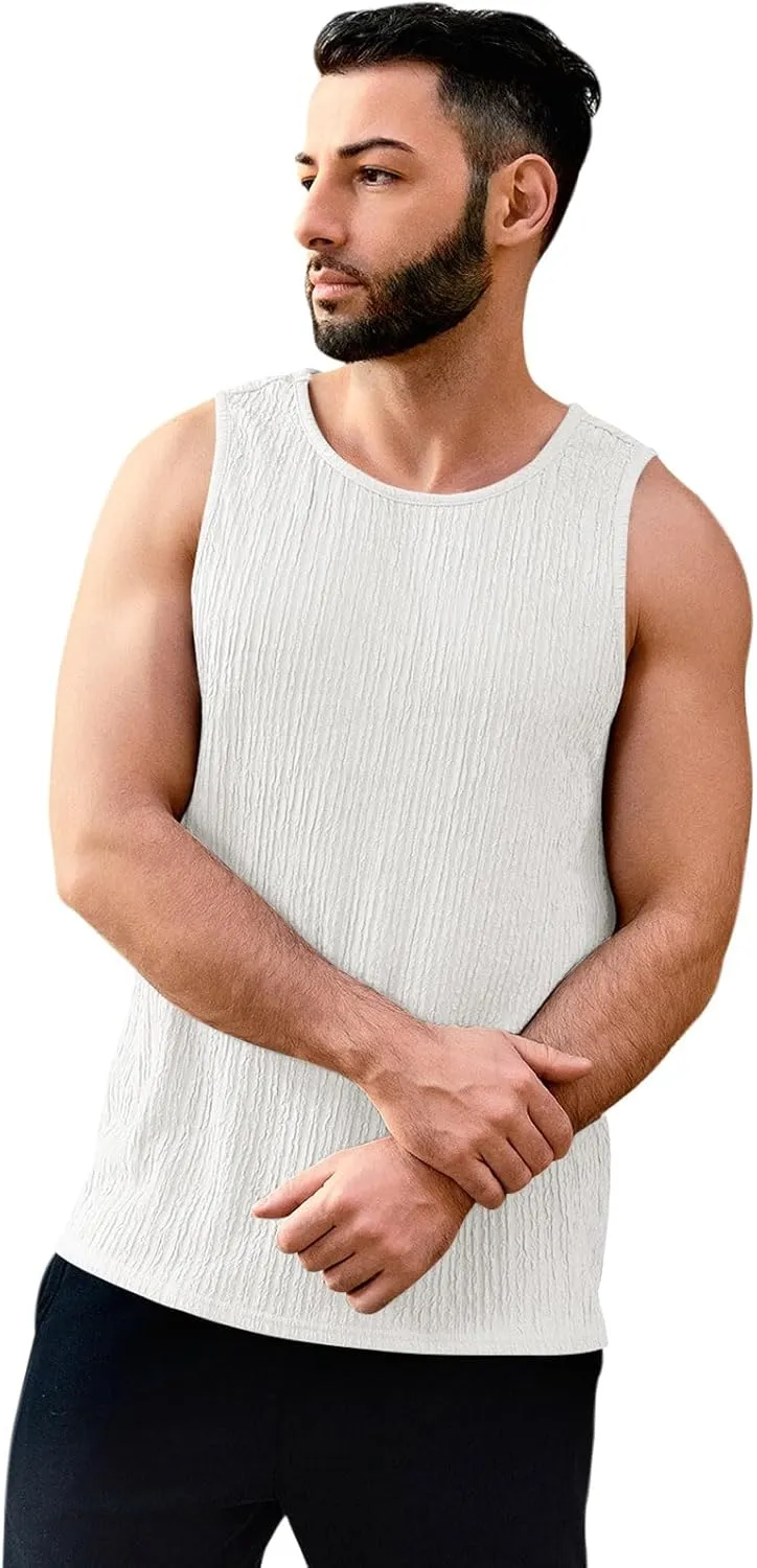 Men's Tank Tops Summer Sleeveless T Shirt Casual Ribbed Knit Muscle Basic Tee Shirts