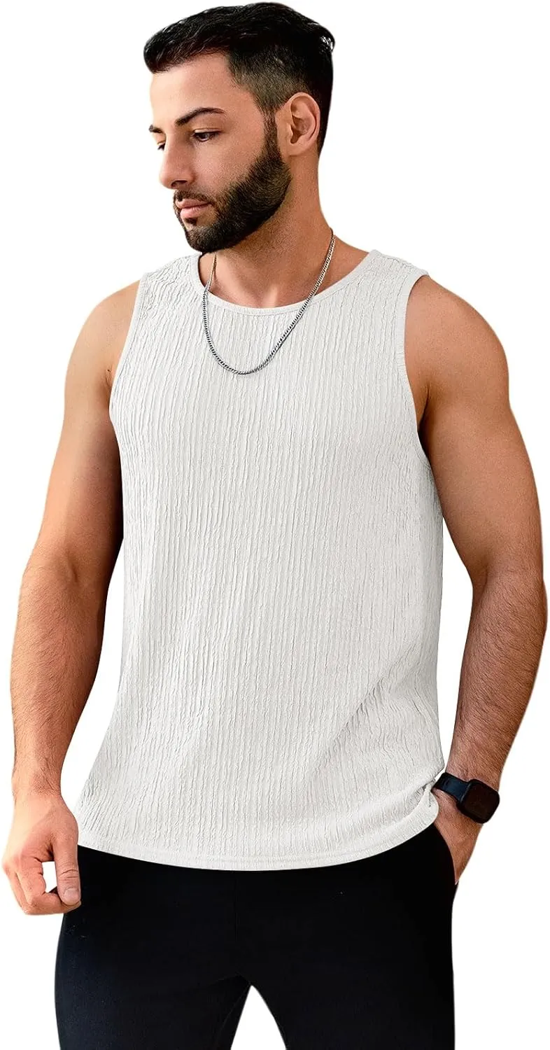 Men's Tank Tops Summer Sleeveless T Shirt Casual Ribbed Knit Muscle Basic Tee Shirts