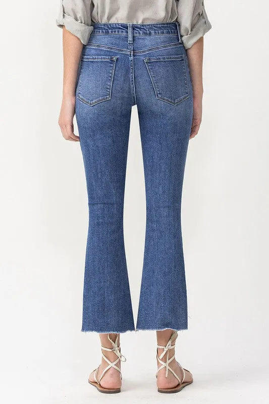 Mid Rise Crop Flare Jeans