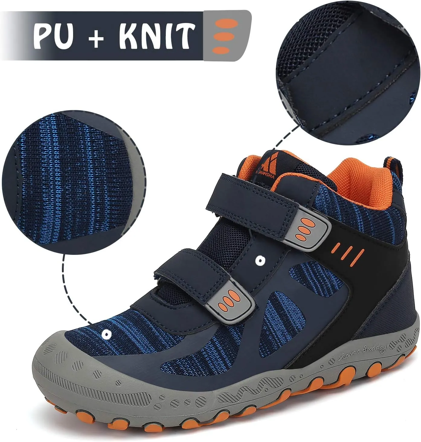 Mishansha Unisex-Child Outdoor Ankle Hiking Boots Boys Girls Trekking Walking Shoes with Hook and Loop