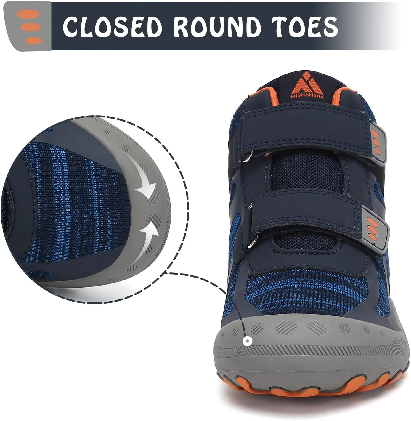 Mishansha Unisex-Child Outdoor Ankle Hiking Boots Boys Girls Trekking Walking Shoes with Hook and Loop