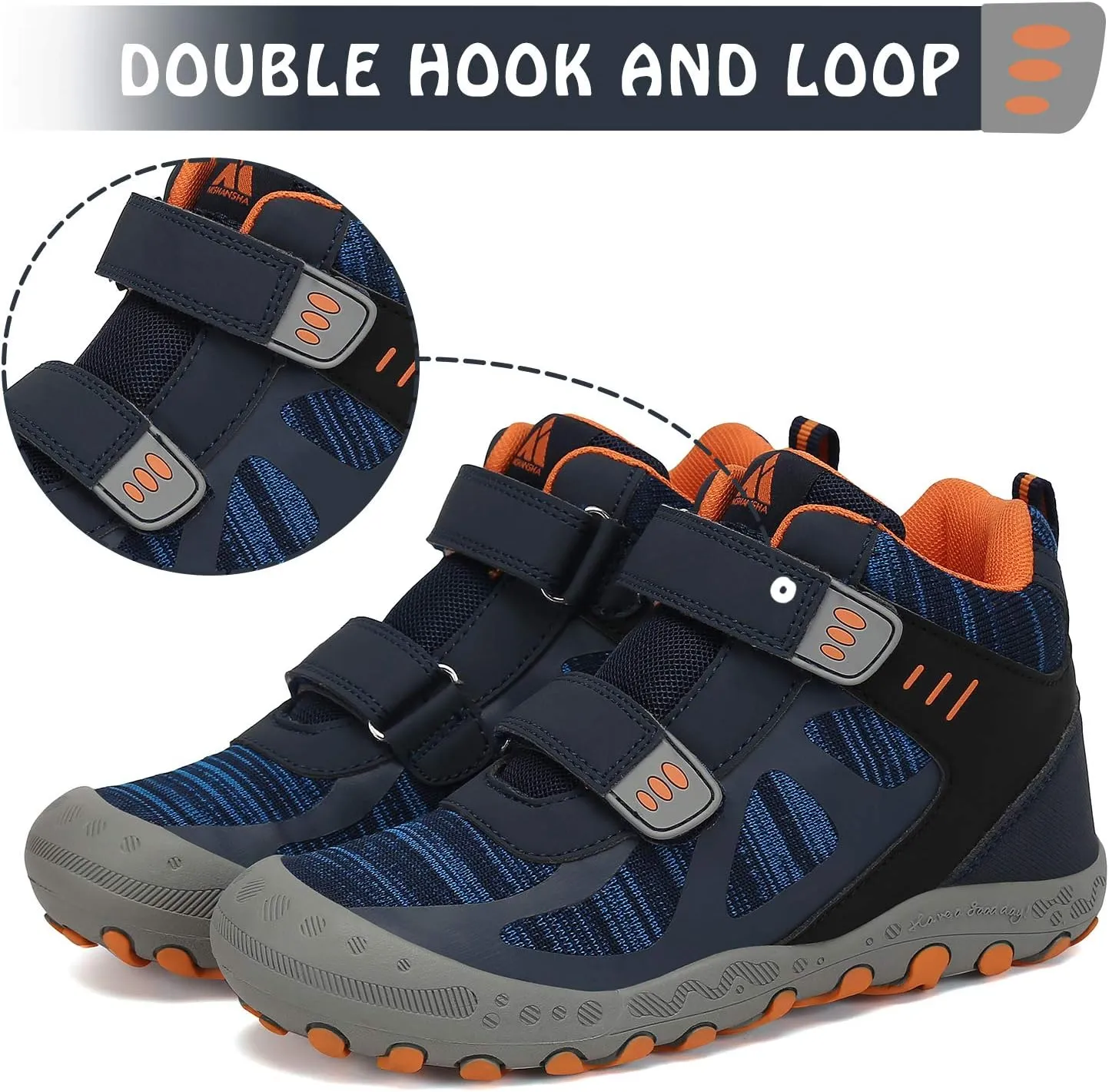 Mishansha Unisex-Child Outdoor Ankle Hiking Boots Boys Girls Trekking Walking Shoes with Hook and Loop