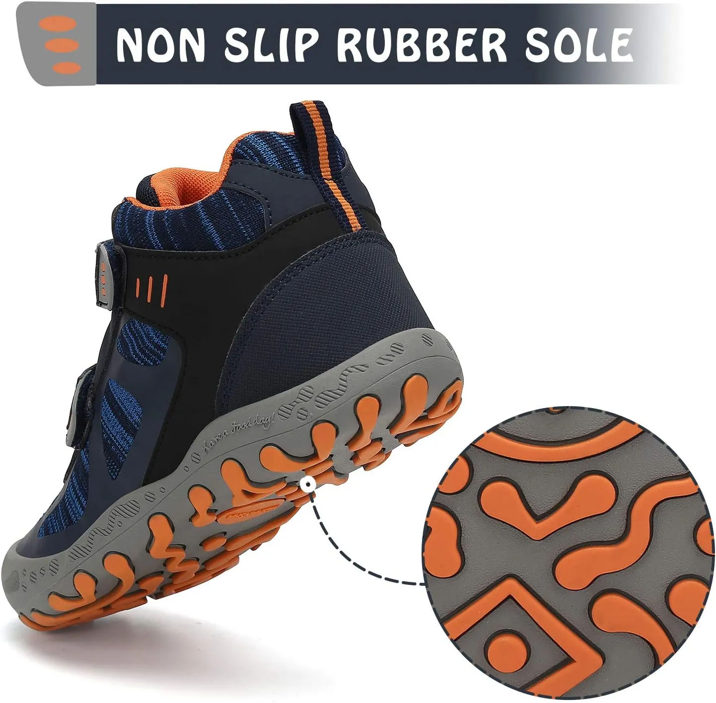 Mishansha Unisex-Child Outdoor Ankle Hiking Boots Boys Girls Trekking Walking Shoes with Hook and Loop