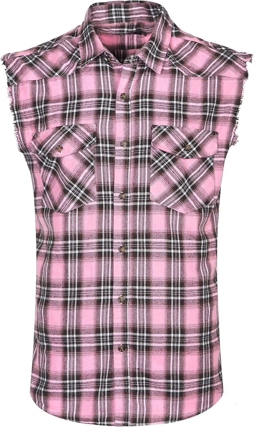 NUTEXROL Men's Casual Flannel Plaid Shirt Sleeveless Plus Size Vest