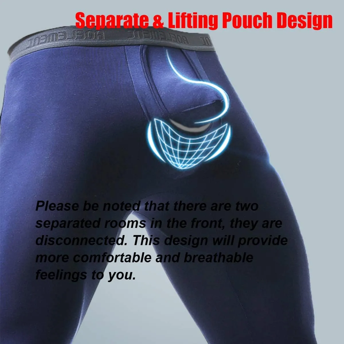 Ouruikia Men's Thermal Underwear Pants Modal Long Johns Tagless Lightweight Thermal Bottoms Separate Pouch