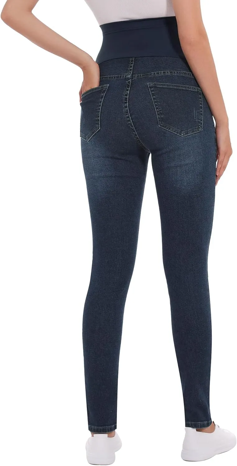 PACBREEZE Women's Maternity Jeans Over Belly Skinny Stretchy Denim Pants Comfy Slim Pregnancy Pants