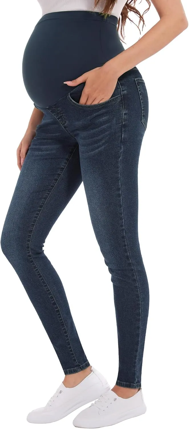 PACBREEZE Women's Maternity Jeans Over Belly Skinny Stretchy Denim Pants Comfy Slim Pregnancy Pants