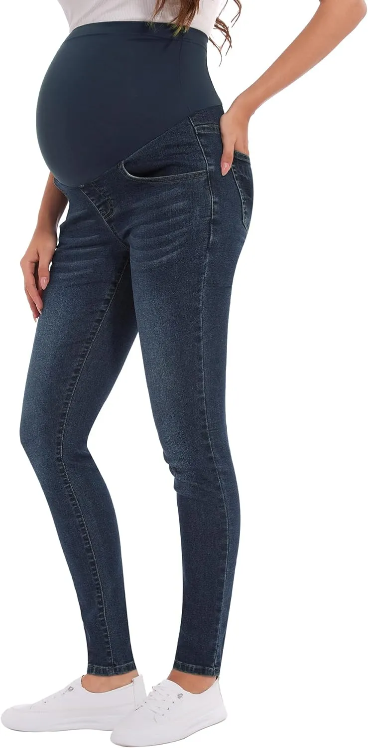 PACBREEZE Women's Maternity Jeans Over Belly Skinny Stretchy Denim Pants Comfy Slim Pregnancy Pants
