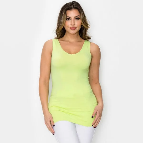 Regular Seamless Reversible LONG Cami Tank (Size 0-14) ONLY Lemon left