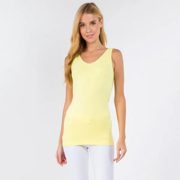 Regular Seamless Reversible LONG Cami Tank (Size 0-14) ONLY Lemon left