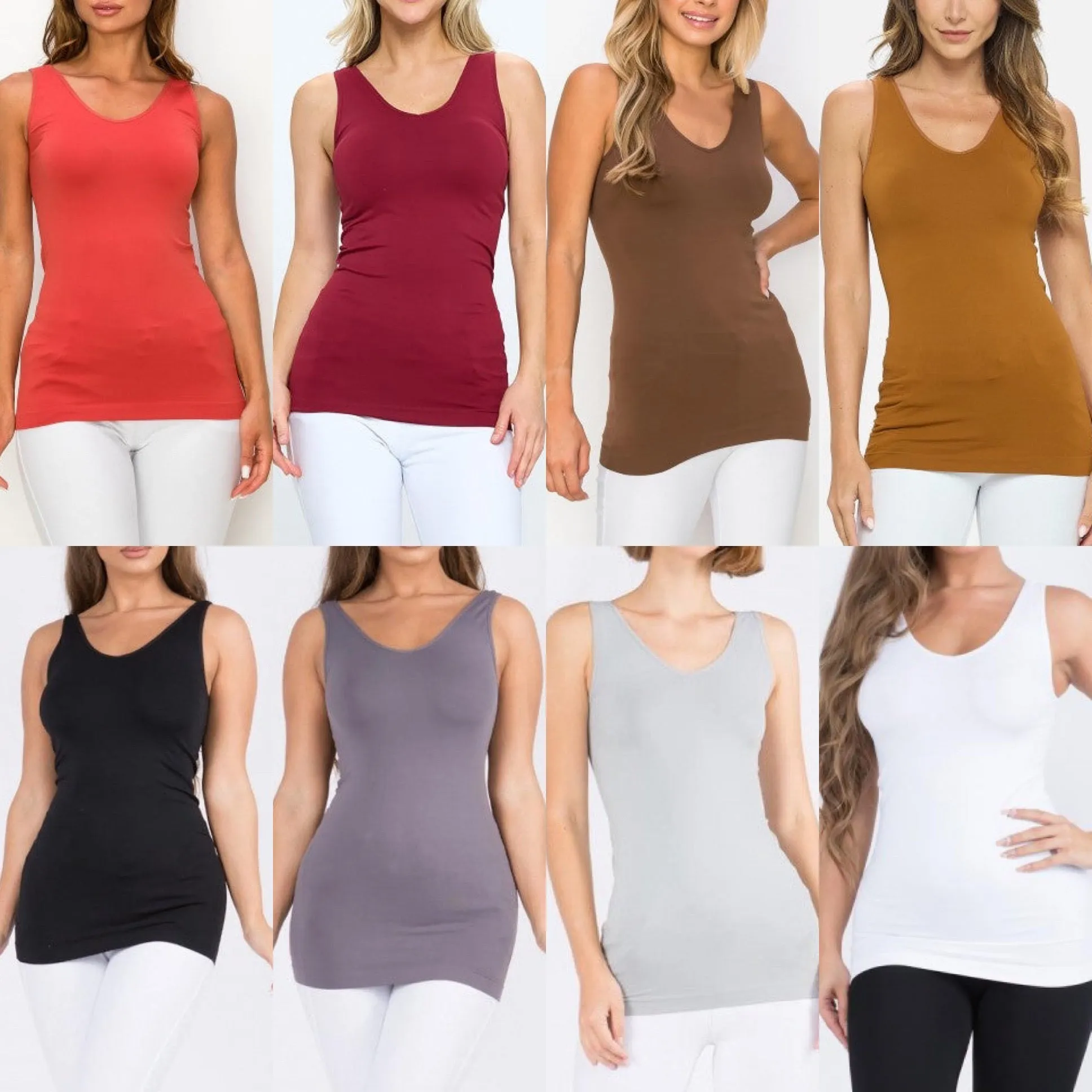 Regular Seamless Reversible LONG Cami Tank (Size 0-14) ONLY Lemon left