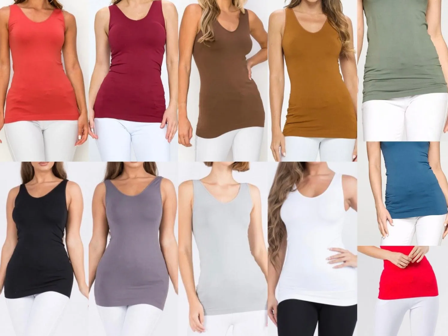 Regular Seamless Reversible LONG Cami Tank (Size 0-14) ONLY Lemon left