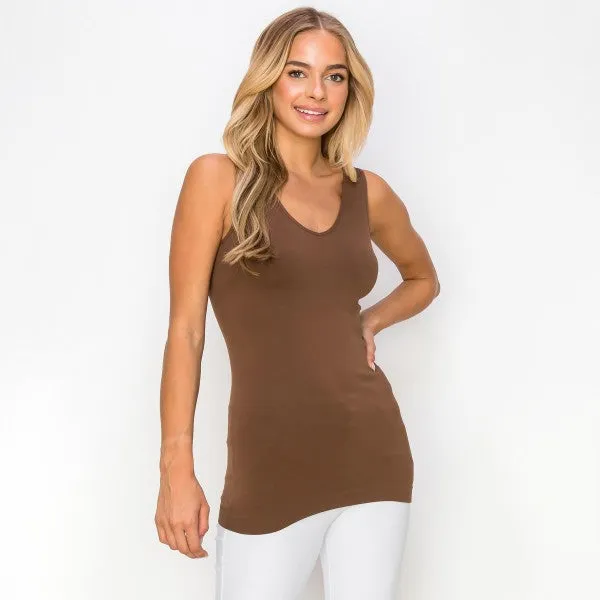 Regular Seamless Reversible LONG Cami Tank (Size 0-14) ONLY Lemon left