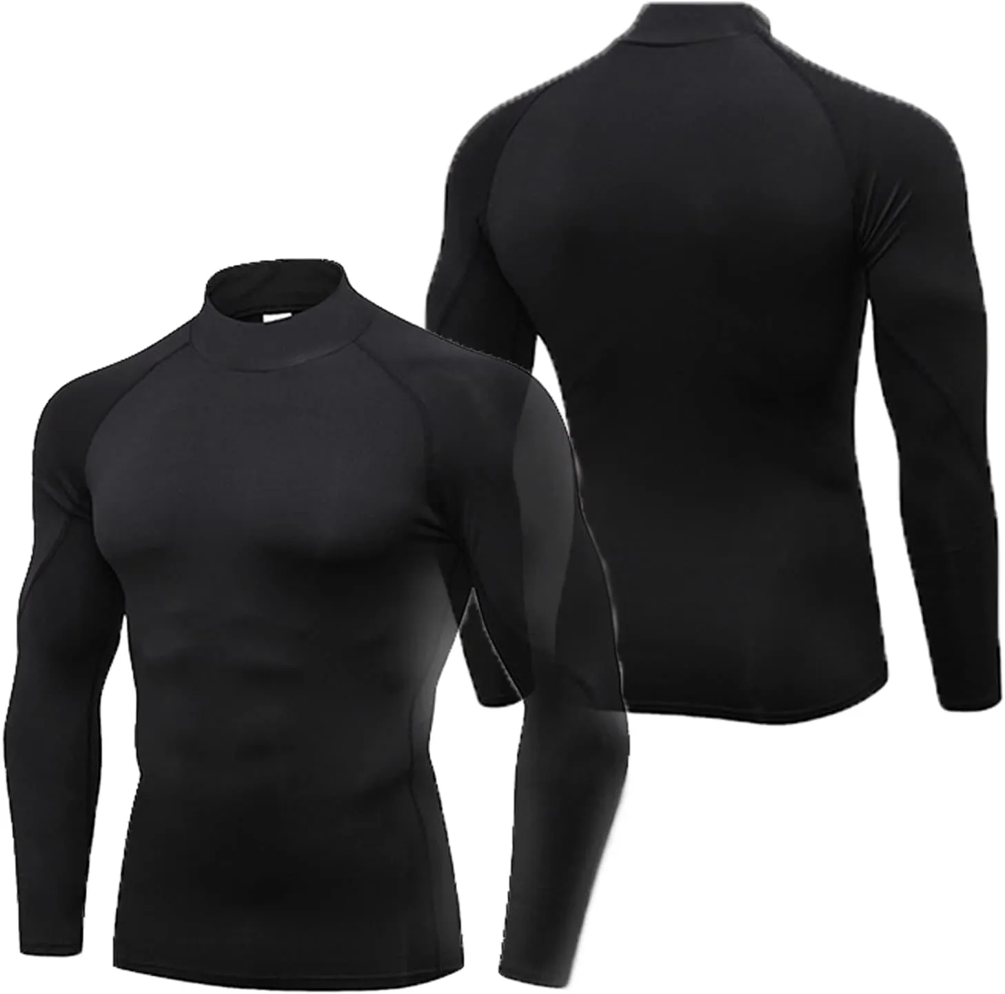 SPVISE 1 or 2 Pack Men's Compression Shirts Long Sleeve Athletic Workout T-Shirts Cool Dry Undershirts Turtle Neck Gym Tops