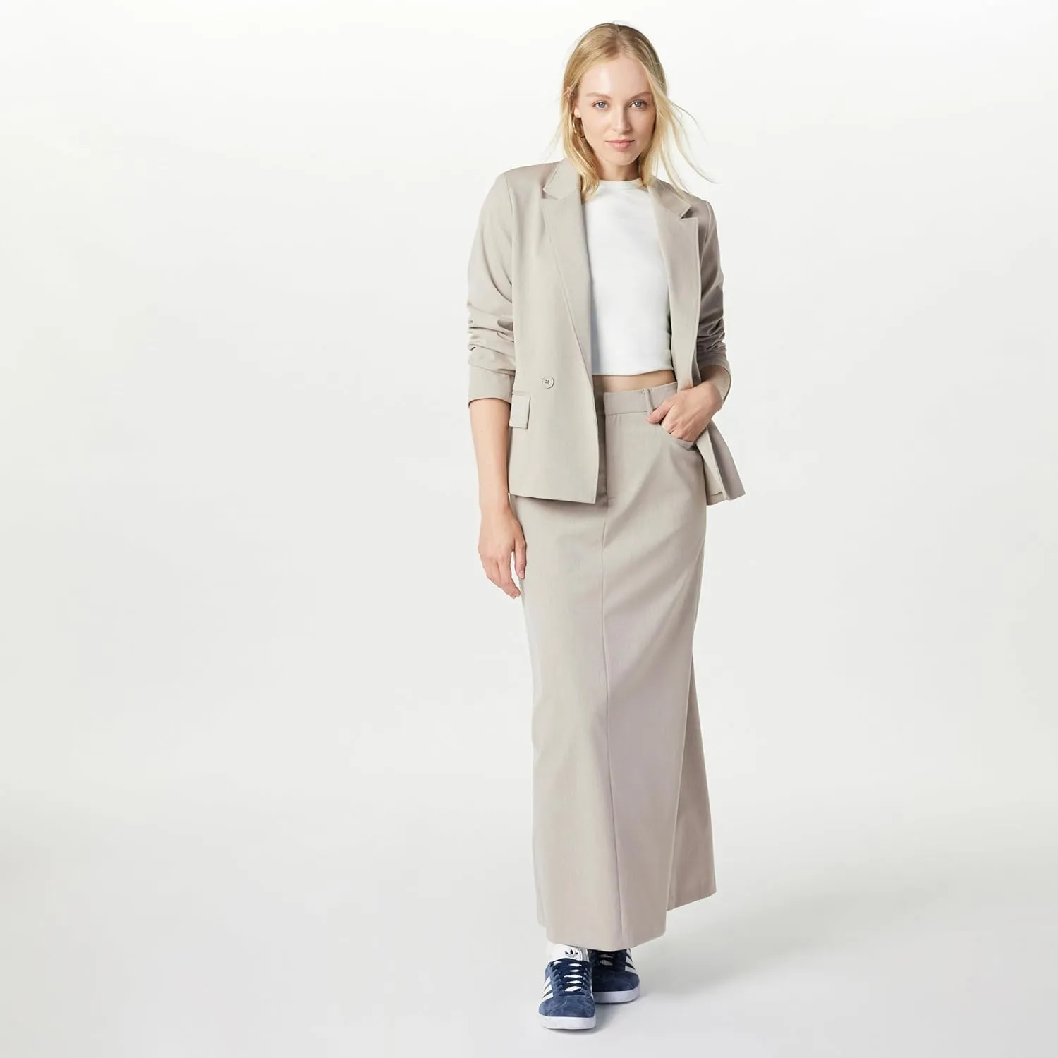 The Drop Women's Denis Woven Long Column Skirt