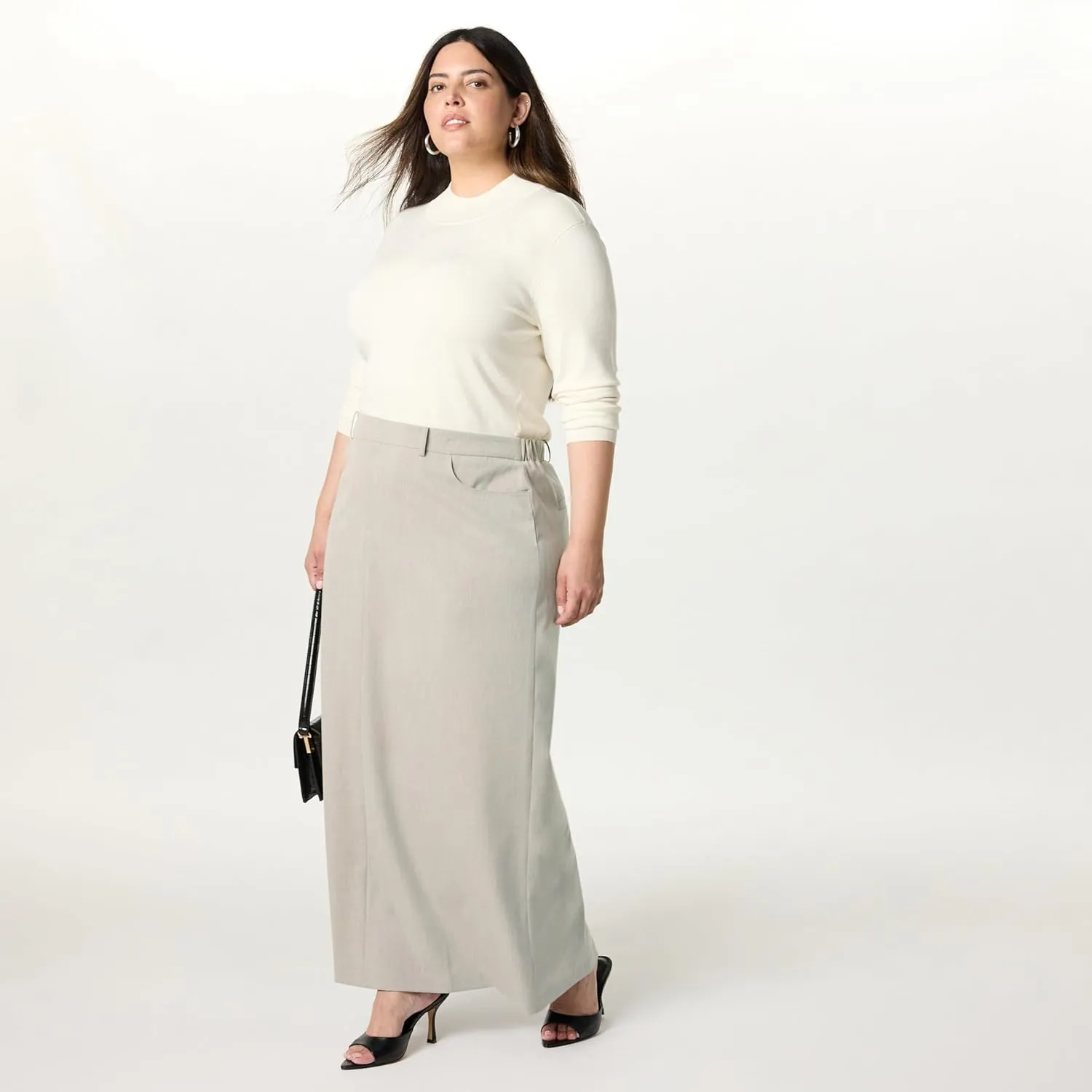 The Drop Women's Denis Woven Long Column Skirt