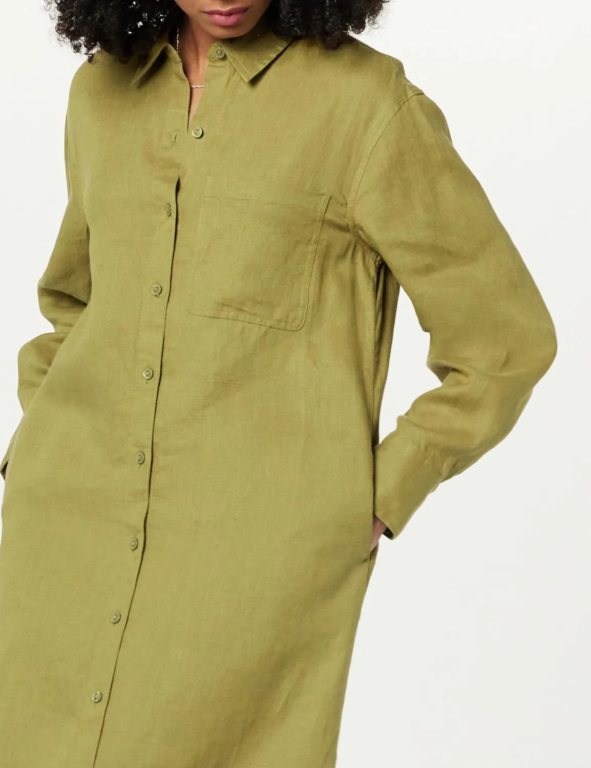 The Drop Women's Fiona Relaxed Linen Midi Shirt Dress