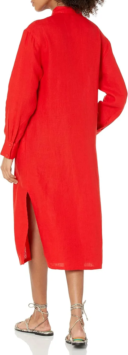 The Drop Women's Fiona Relaxed Linen Midi Shirt Dress