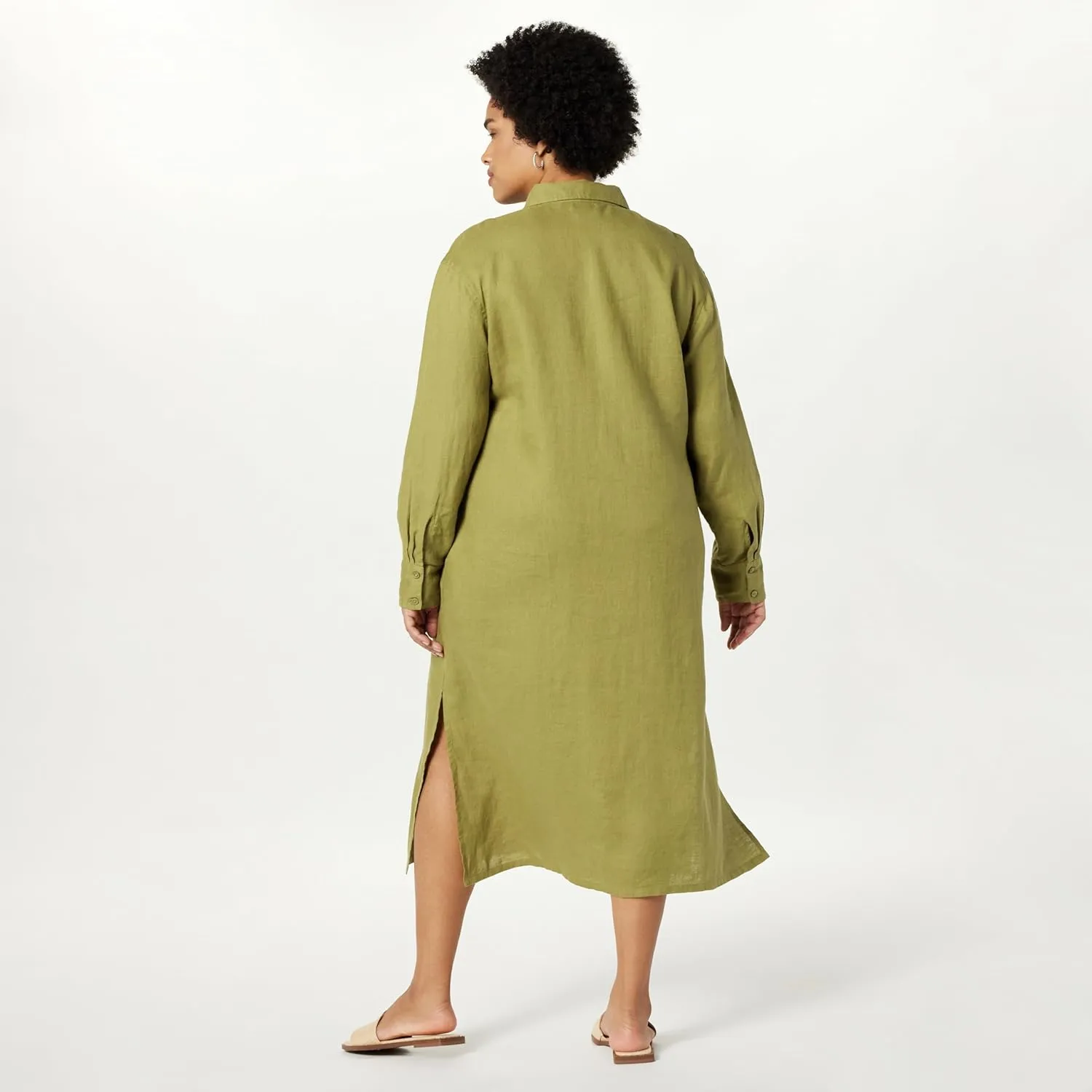 The Drop Women's Fiona Relaxed Linen Midi Shirt Dress