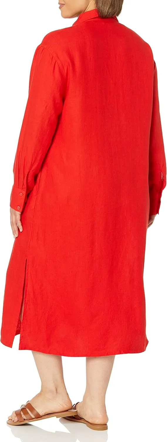 The Drop Women's Fiona Relaxed Linen Midi Shirt Dress