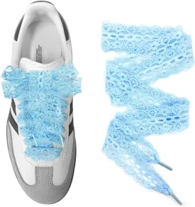 UamGlsob Lace Fancy Shoelaces for Adidas Samba Shoes, 3CM Wide Flat Soft Lace Shoe Laces for Women Girls