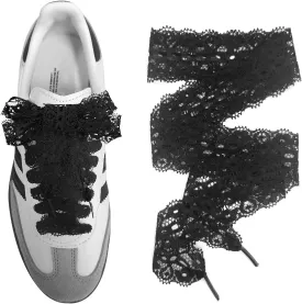 UamGlsob Lace Fancy Shoelaces for Adidas Samba Shoes, 3CM Wide Flat Soft Lace Shoe Laces for Women Girls