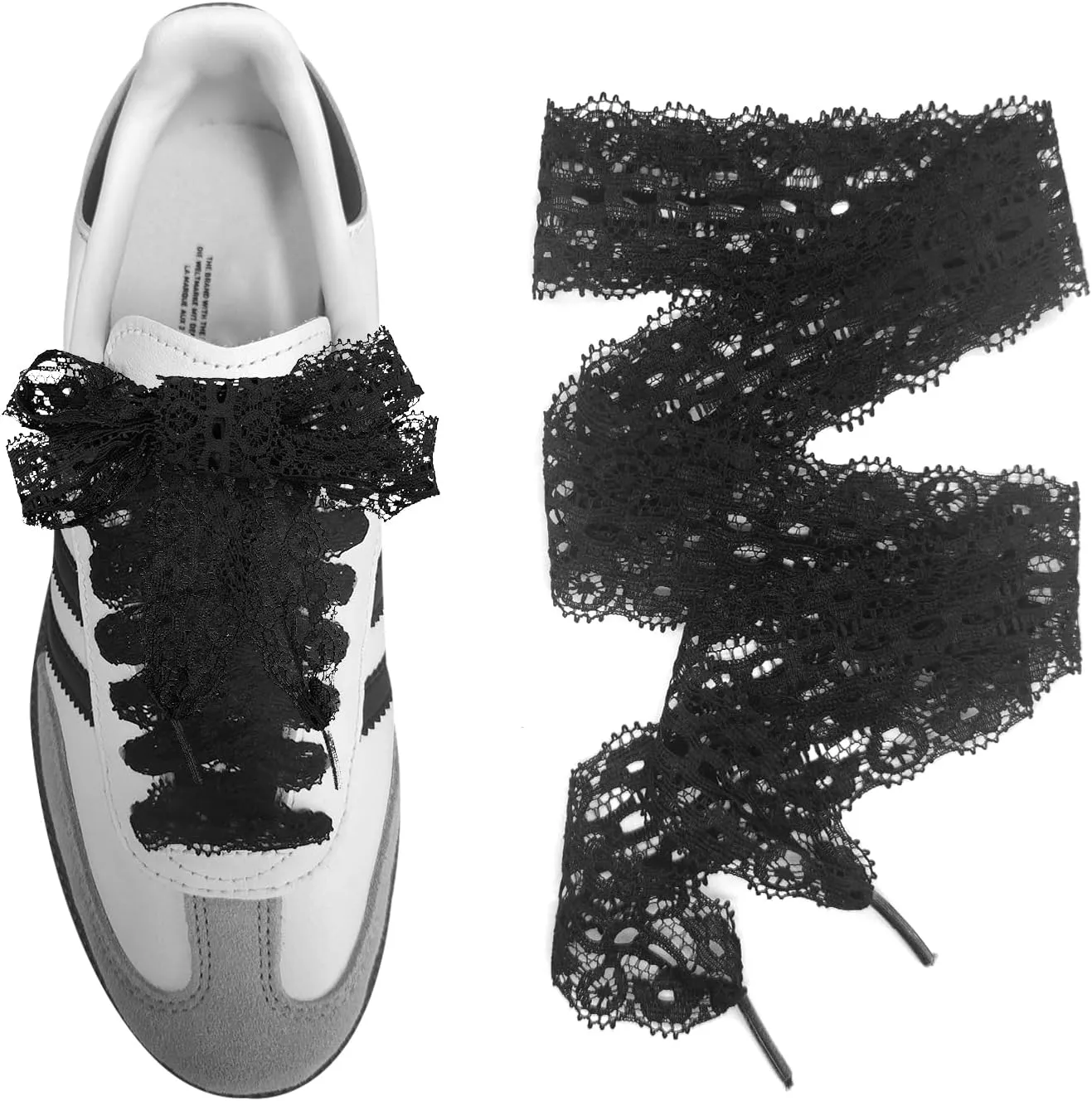 UamGlsob Lace Fancy Shoelaces for Adidas Samba Shoes, 3CM Wide Flat Soft Lace Shoe Laces for Women Girls