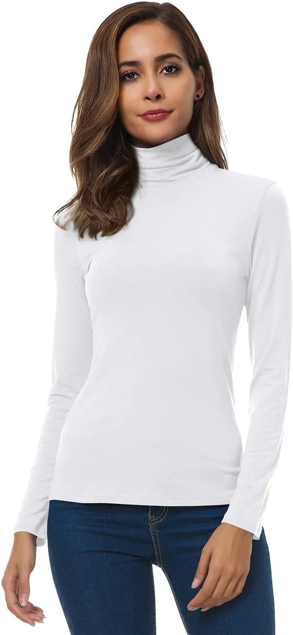 Women Long Sleeve Turtleneck Slim Fitted Based Layer Lightweight Active Shirt Pullover Tops