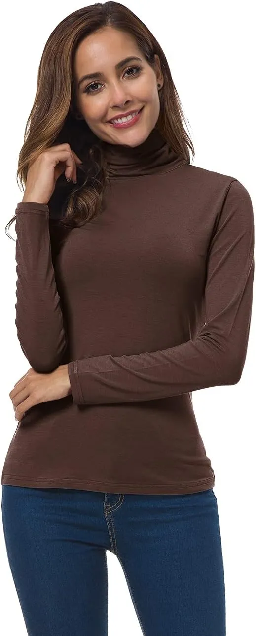 Women Long Sleeve Turtleneck Slim Fitted Based Layer Lightweight Active Shirt Pullover Tops