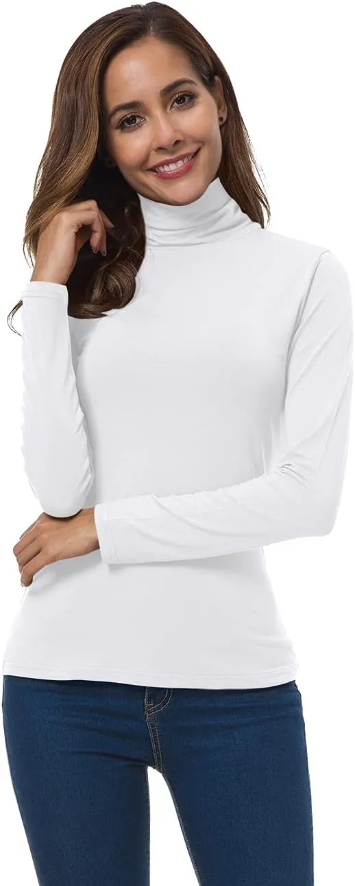 Women Long Sleeve Turtleneck Slim Fitted Based Layer Lightweight Active Shirt Pullover Tops