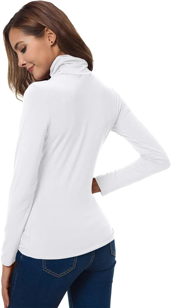 Women Long Sleeve Turtleneck Slim Fitted Based Layer Lightweight Active Shirt Pullover Tops