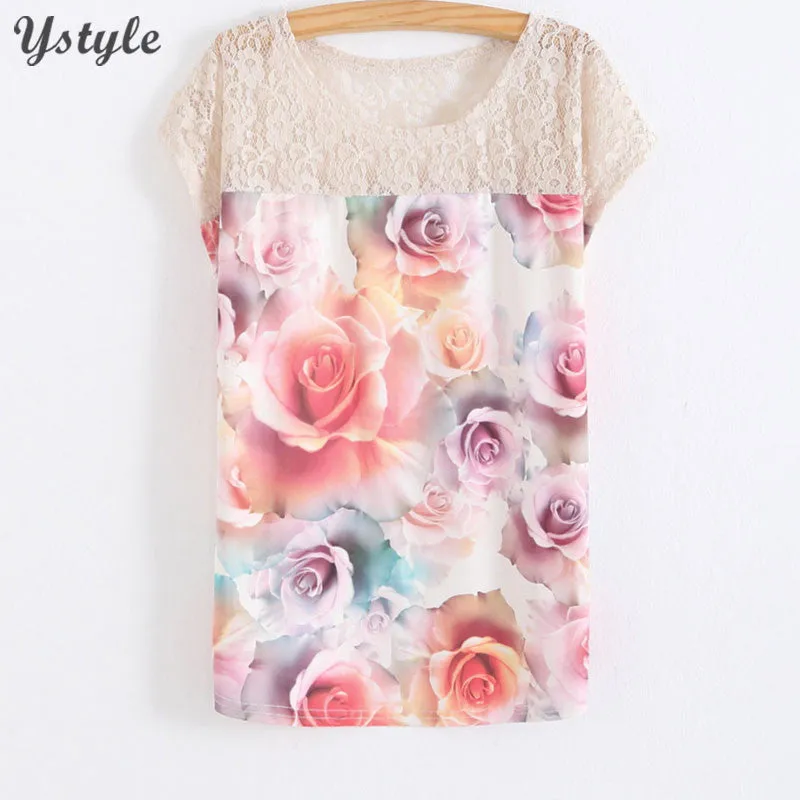 Women's 3D Floral Printed T-Shirt T Shirts Summer Batwing Sleeve.