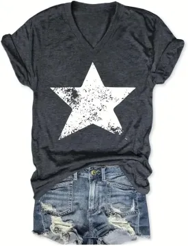 Women's T-Shirts V-Neck Dragonfly Tee Cute Summer Graphic Shirts Vintage Boho Flowers Short Sleeve T Shirt